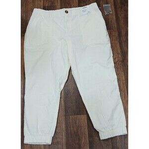 Sonoma Women’s Corduroy Joggers PXL Petite XL White Mid Rise Tapered Leg NWT